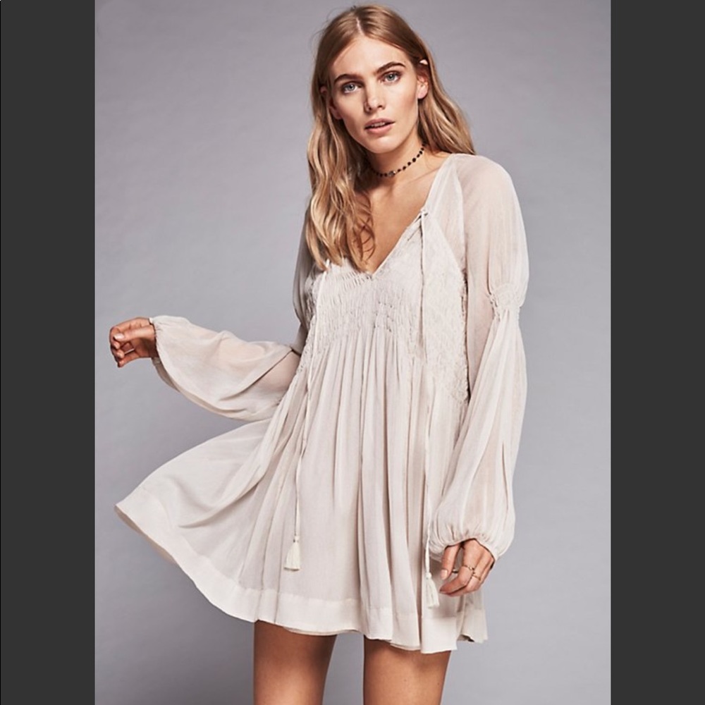 Free People Ethereal Sheer Tassel Dress Rare Find